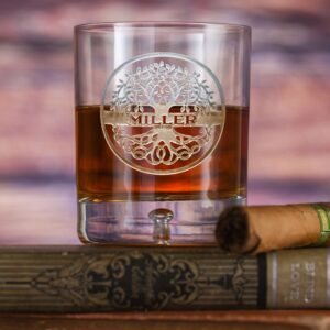 Angelundhaustiermarkt Family Tree Engraved Crystal Bourbon Glass – Personalized Gift